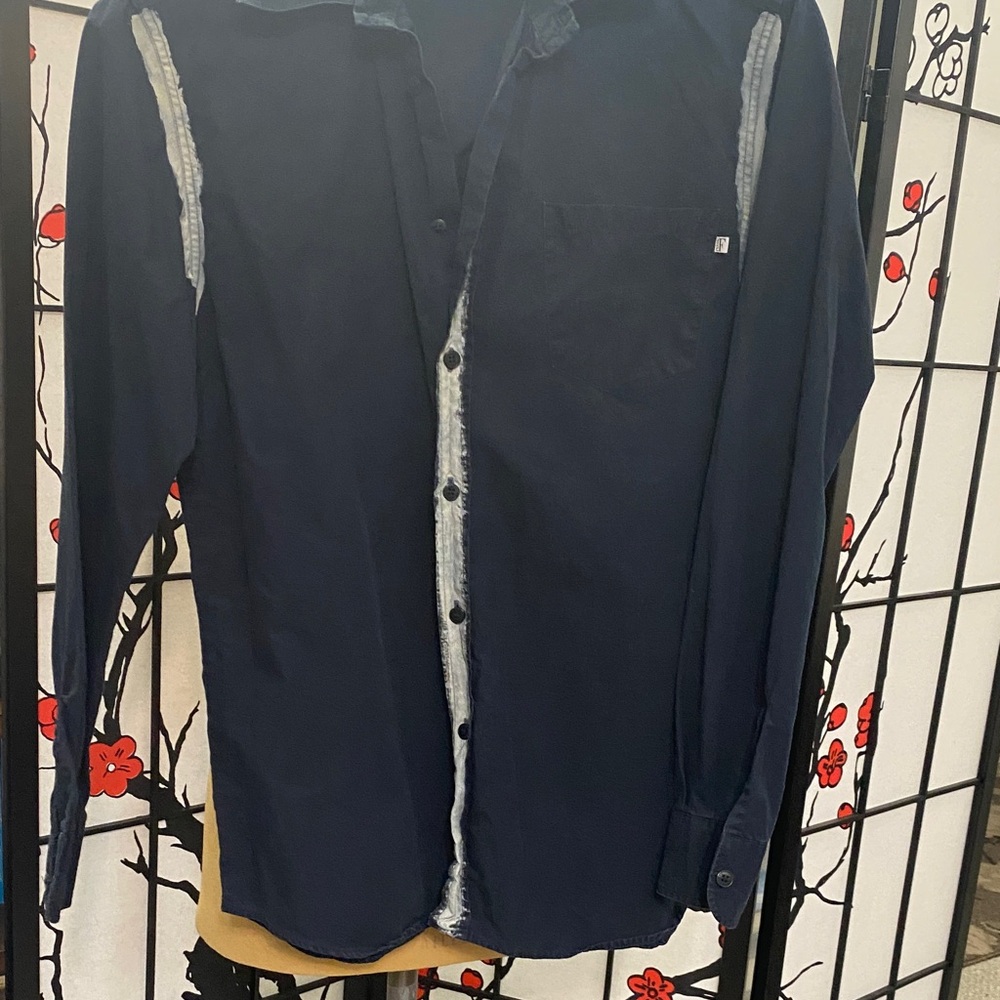 Men's Navy Casual Button Down Shirt